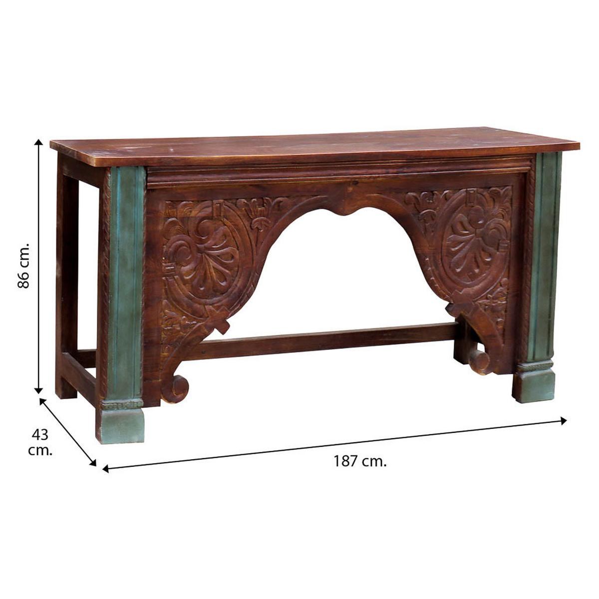 KONSOLENTISCH aus Holz, braun, 187x43x86cm - Multicolor, Holz (43/187/86cm) - Wanderlust