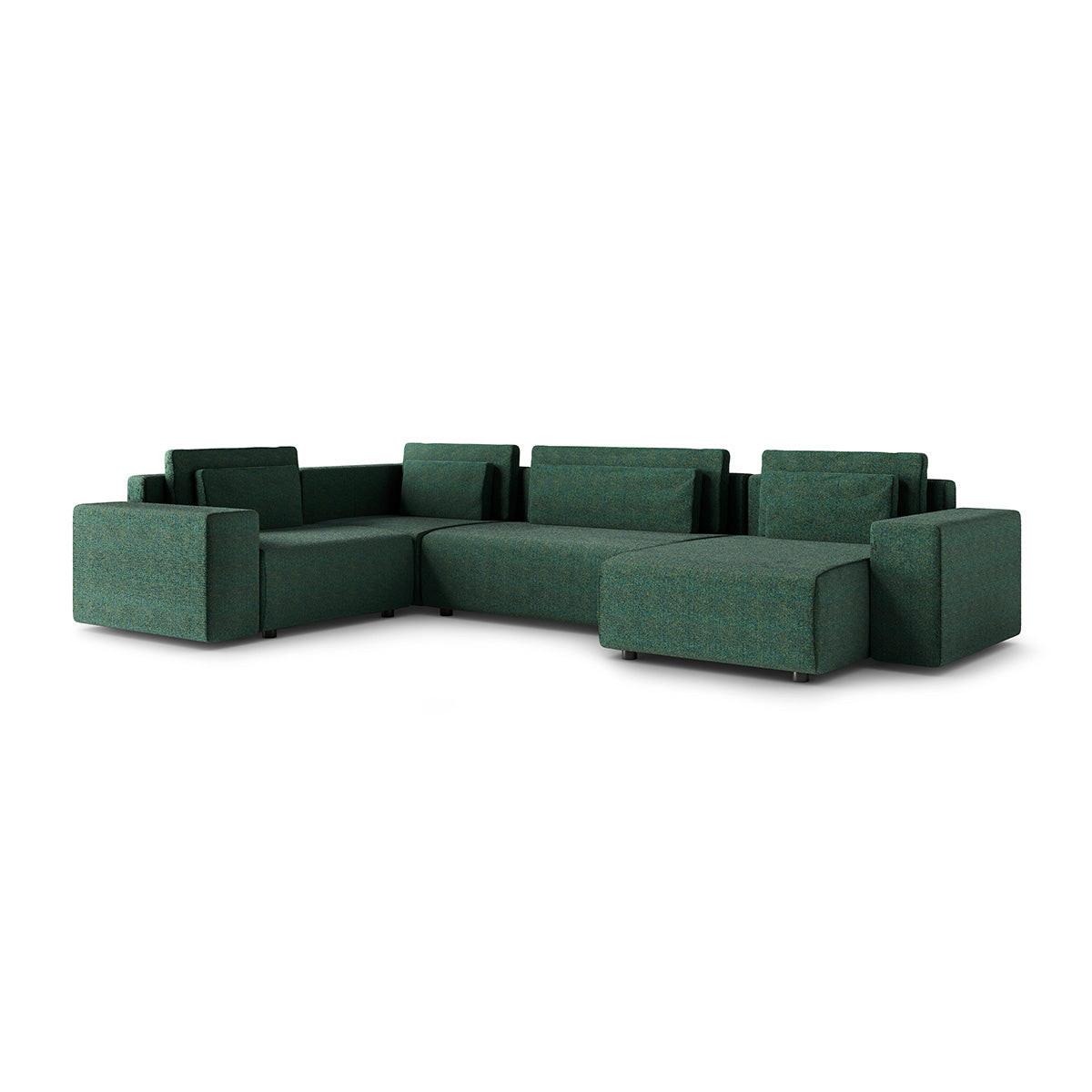 PANORAMASOFA Lorenzo 5 Sitzplätze Grün - Grün, Holz (378/85/236cm) - Petits-meubles