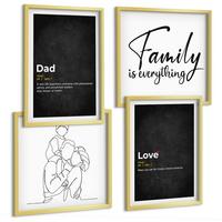 BILDER SET 4er Set - 50x50 cm & 40x60 cm Goldrahmen - Definitionen der Liebe in Familienzeichnungen - Goldfarben, Kunststoff (50/50cm) - TULUP