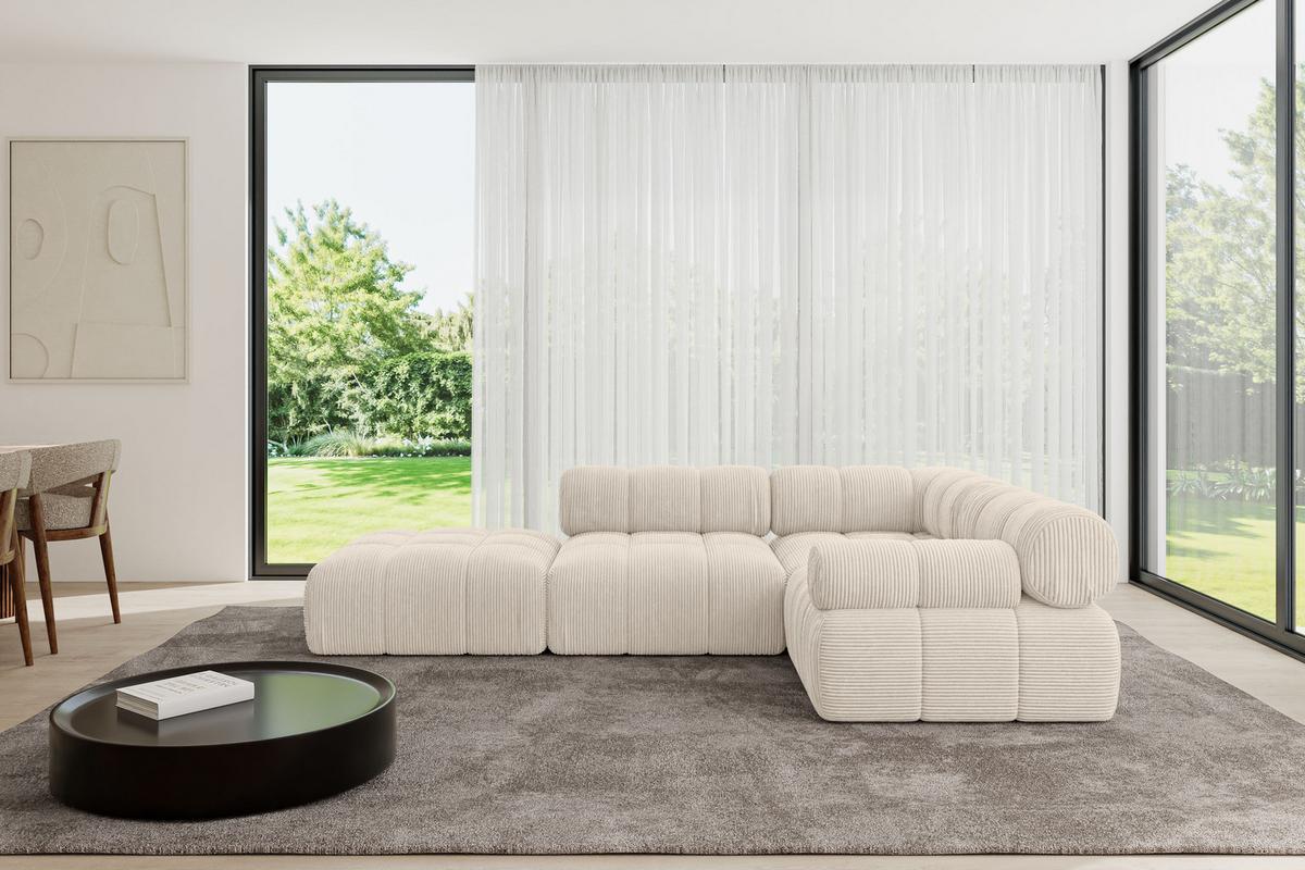 ECKSOFA modulares Sofa Felto-L1 - 285x190x70 cm Beige Cord - Beige, Holzwerkstoff/Textil (285/190cm) - ALTDECOR