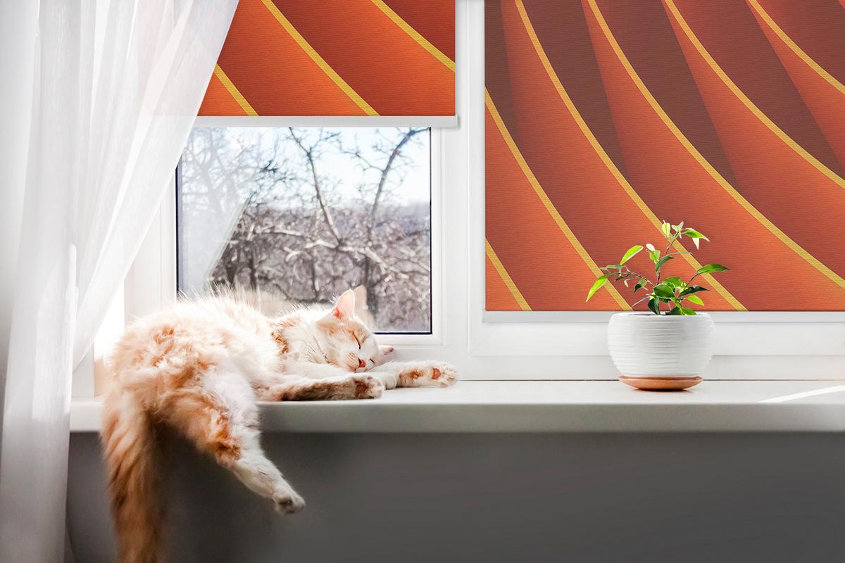INNENROLLO - Fensterrollo - Rollo - 90x140 cm - Orange Abstraktion - Orange, Kunststoff (90/140/0.5cm) - TULUP