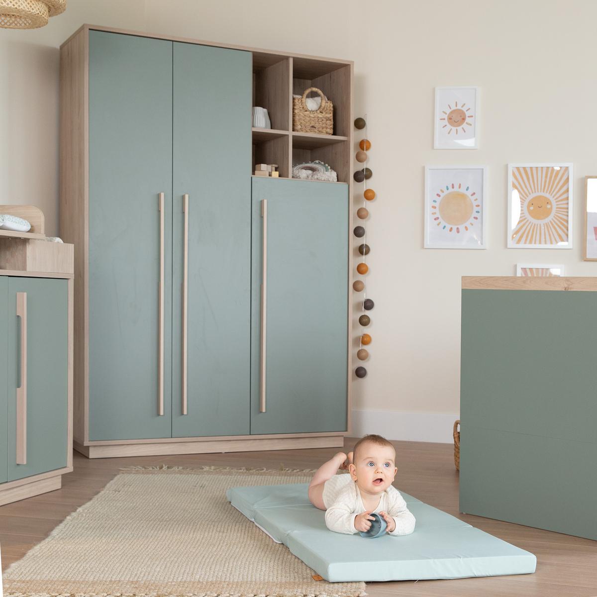 KINDERKLEIDERSCHRANK Selva - Grün, Holz (131.5/190/53cm) - Roba