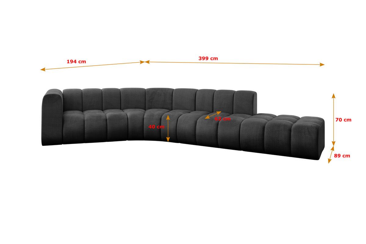 ECKSOFA modulares Sofa Tilmo-L1 - 399x194x70 cm Schwarz - Schwarz, Holzwerkstoff/Textil (399/194cm) - ALTDECOR