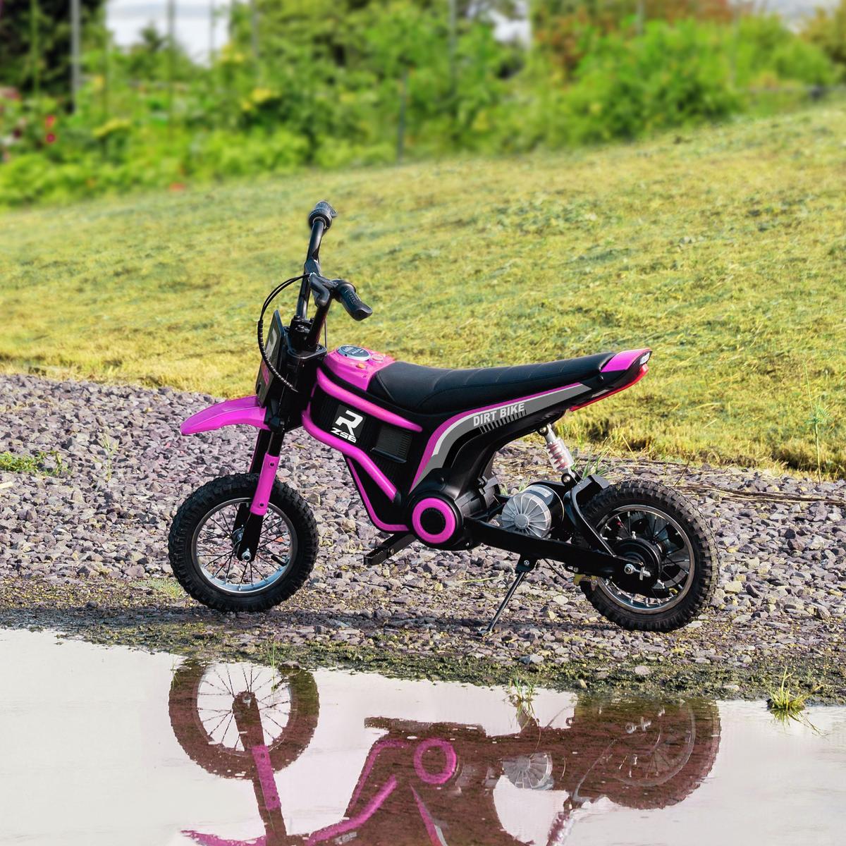 ELEKTRO Motorrad Kinder Elektromotorrad mit 24V 350W Motor, 8-16 KMH Rosa - Rosa, Kunststoff (119/64/76.5cm) - HOMCOM