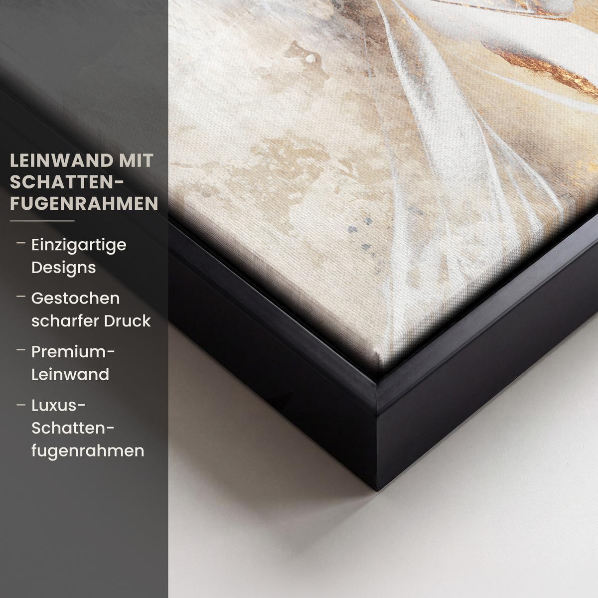 LEINWAND Bilder mit Rahmen - Luxus - Abstrakt - Gold - Weiß - 20x20 - Goldfarben, Textil (20/20cm) - MuchoWow