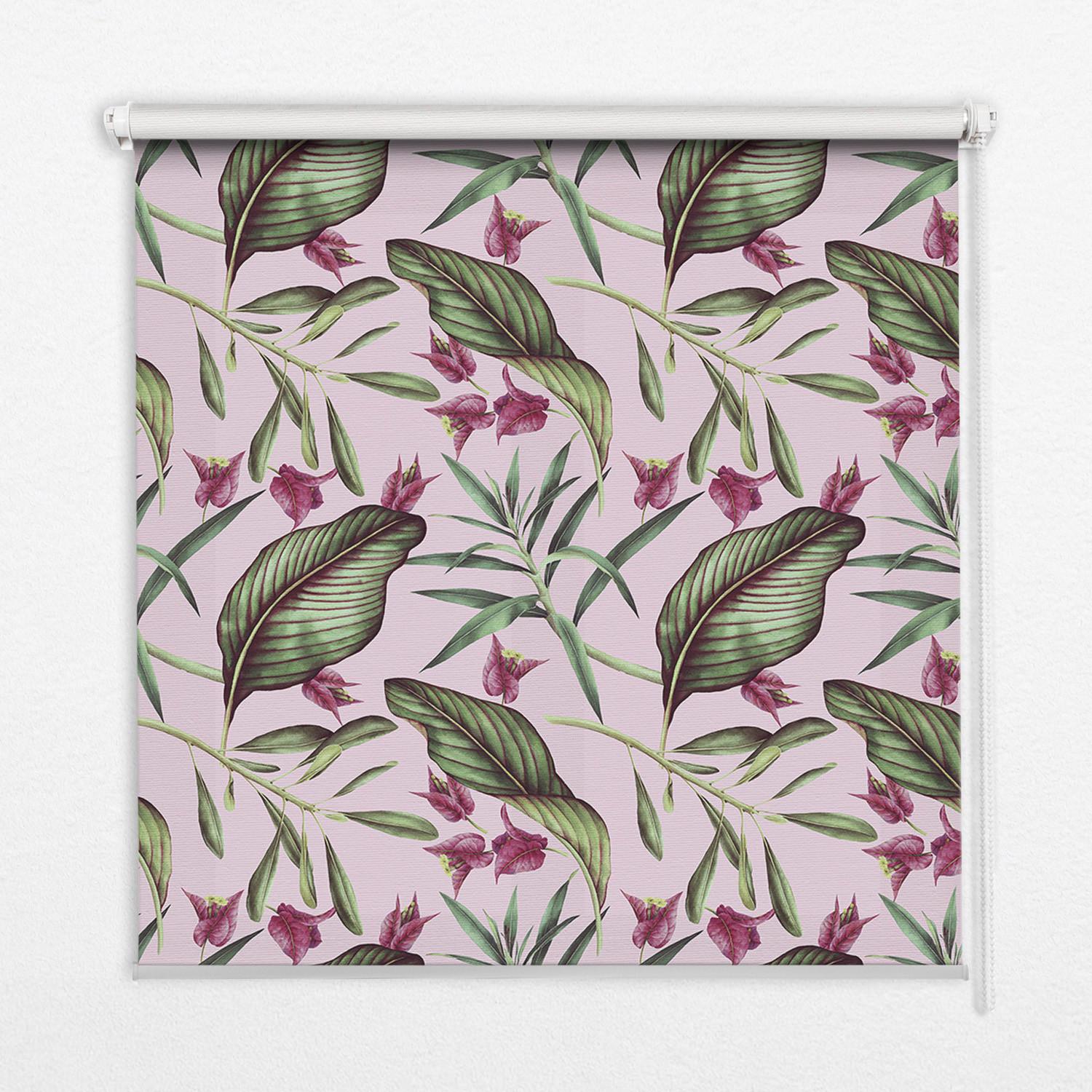 INNENROLLO - Fensterrollo - Rollo - 100x100 cm - Tropische Blätter - Grün, Kunststoff (100/100/0.5cm) - TULUP