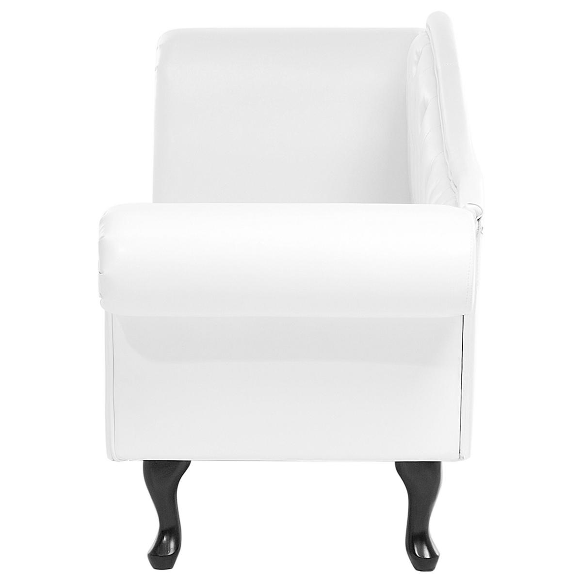 CHAISELONGUE Kunstleder weiß linksseitig Lattes - Schwarz/Weiß, Kunststoff (188/87/59cm) - Beliani