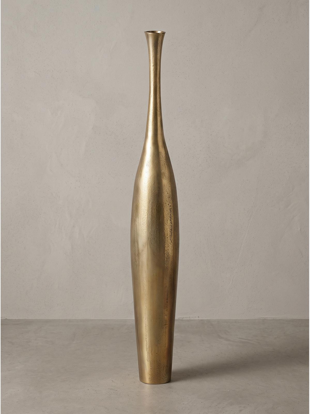 BODENVASE EBRO, Aluminium, handgefertigt, Gold, Ø 13 x 75 cm - Goldfarben, Metall (75cm) - KADIMA DESIGN