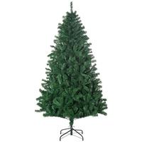 WEIHNACHTSBAUM 1,8 m Christbaum Kunsttanne 1000 Zweige Metallfuß PVC Weiß - Grün, Kunststoff (180cm) - HOMCOM