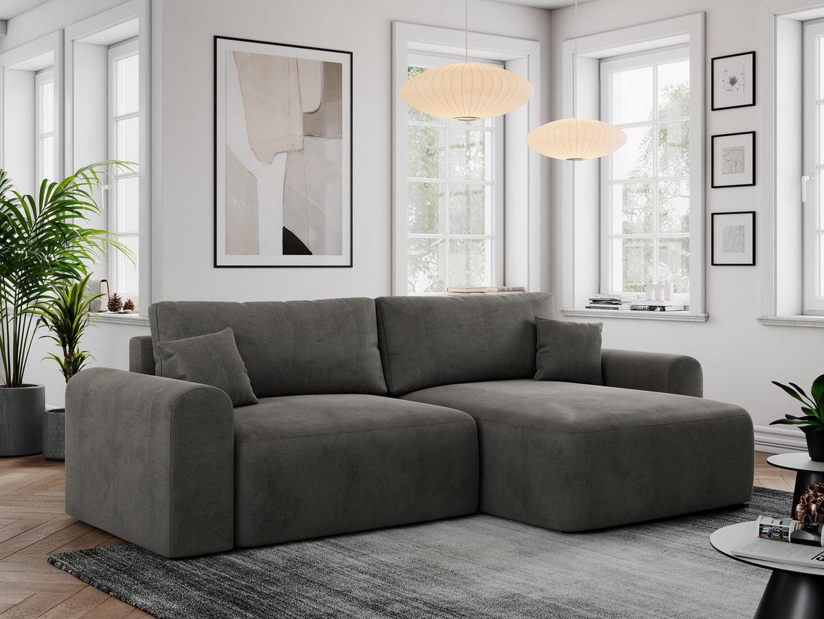 ECKSOFA NELSON Dunkelgrau Velvet - Dunkelgrau/Schwarz, Kunststoff/Textil (274/152cm) - MKS