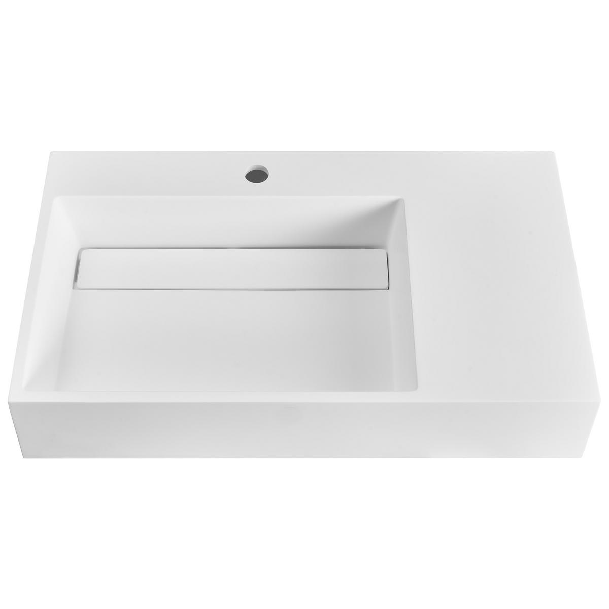 HÄNGEWASCHBECKEN Weiß 75/43 cm Mineralguss Cusco - Weiß, Naturmaterialen (75/15/43cm) - Beliani