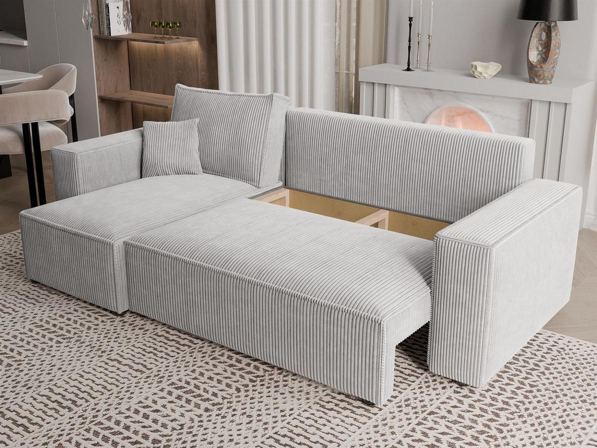 ECKSOFA Adara Mit Schlaffunktion - Weiß, Holzwerkstoff/Textil (244/145cm) - Fun Möbel