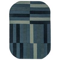 WOLLTEPPICH handgetuftet LUNAN, Blockstreifen, Blau, 140 x 200 cm - Blau, Textil (140/200cm) - KADIMA DESIGN