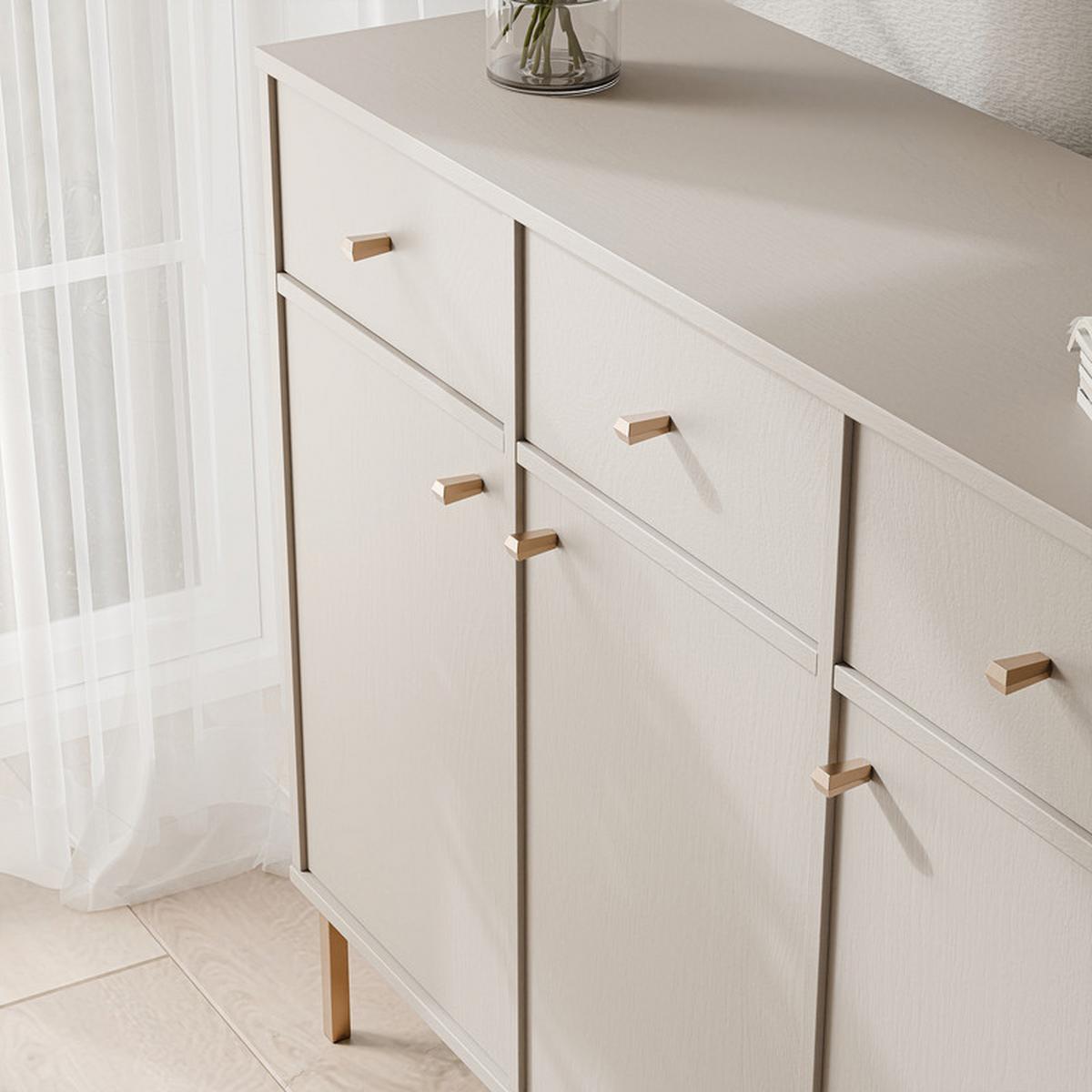 KOMMODE FLOW 124/41/95 cm, 3 Schublade(n), Sandbeige - Beige, Holzwerkstoff/Metall (124.5/95/40.8cm) - Idohome