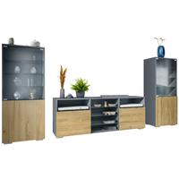 WOHNWAND Granada Eiche Natur - Eichefarben, Holzwerkstoff (286/122.5/35cm) - Vladon
