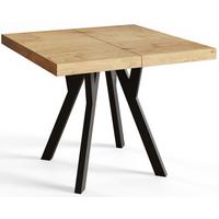 QUADRATISCHER Esstisch ausziehbar – Moderner Wohnzimmertisch und Küchentisch – Tisch mit Holzbeinen, Durchmesser 100 cm - 200 cm - Farbe Lancelot - Beige/Schwarz, Holzwerkstoff (100/100/77cm) - Alpi-Möbel