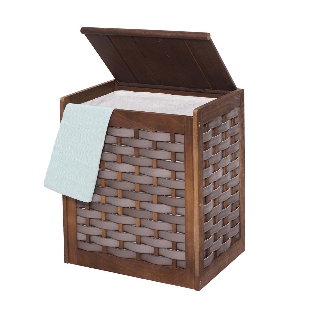 WÄSCHEKORB Braun, Grau - Braun/Grau, Holz (51/61/35cm) - MCW