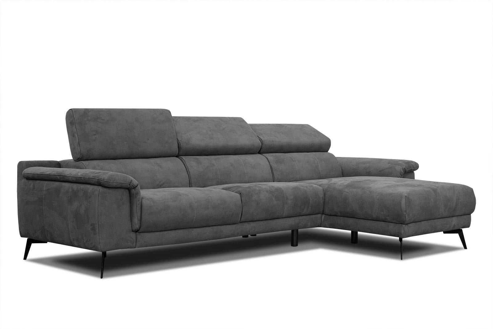 ECKSOFA FIERO 4-Sitzer, dunkelgrau - Dunkelgrau/Schwarz, Holzwerkstoff/Textil (288/170cm) - Wozimo