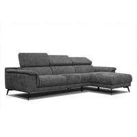 ECKSOFA FIERO 4-Sitzer, dunkelgrau - Dunkelgrau/Schwarz, Holzwerkstoff/Textil (288/170cm) - Wozimo