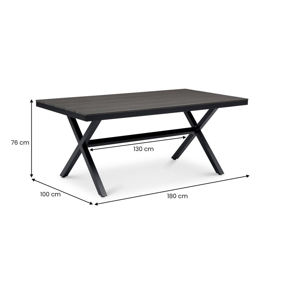 GARTENTISCH ISOLA schwarz - Schwarz, Kunststoff/Metall (100/180/76cm) - IDIMEX