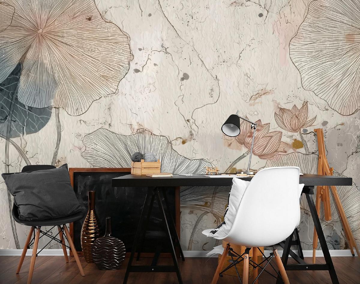 FOTOTAPETE Blumen Beton Beige 250x175 cm - Multicolor, Papier (250/175cm) - Wallarena