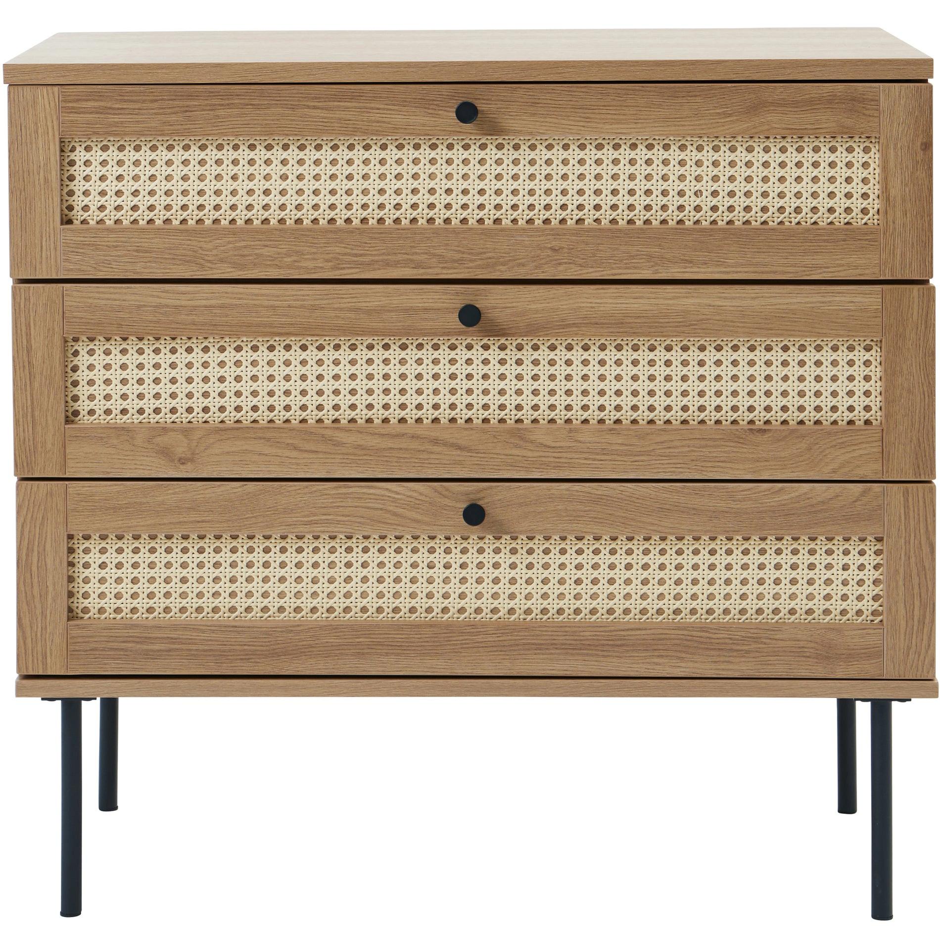 KOMMODE Mogest mit 3 Schubladen 80 cm - Beige/Schwarz, Holzwerkstoff/Kunststoff (80/75/40cm) - Selsey