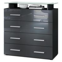 KOMMODE Pavos Grau Hochglanz - Grau, Holzwerkstoff (76/81/35cm) - Vladon