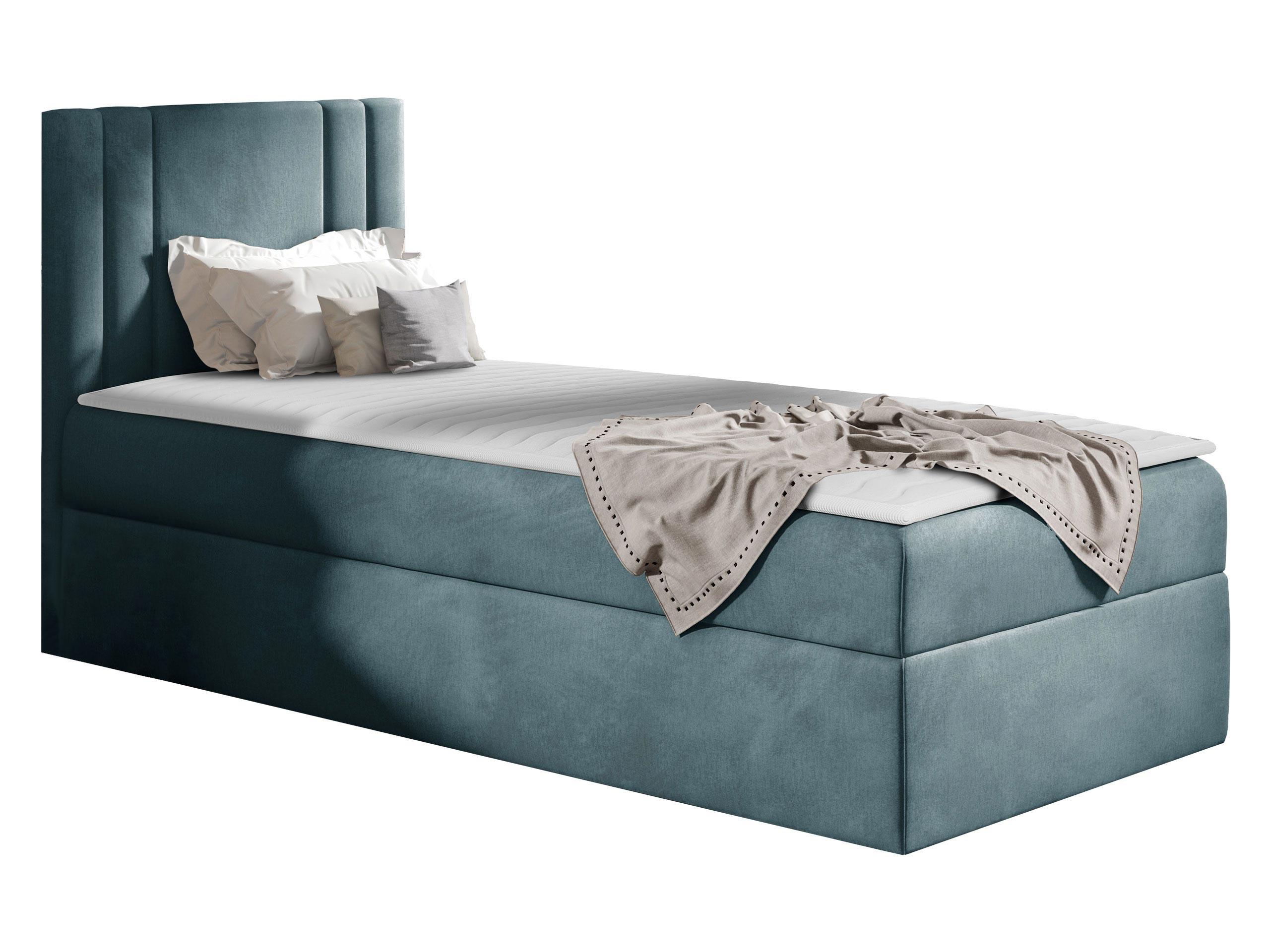 BOXBETT Carmen Mini, Seite zum Öffnen des Bettkastens: Links - H3 - Blaugrau, Holz (90/200cm) - MIRJAN24
