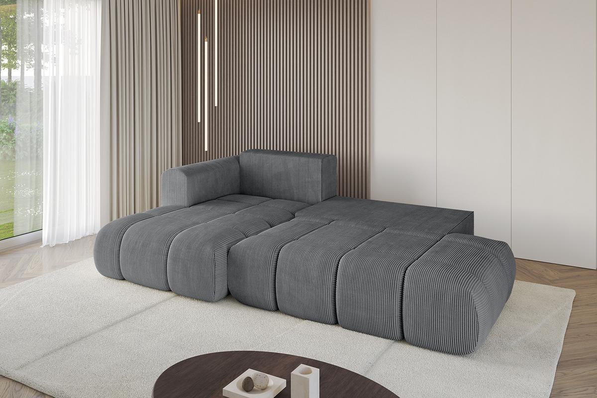 ECKSOFA Ottomane Links CLOUD-L 280x185x90 Dunkelgrau Cord - Dunkelgrau, Holzwerkstoff/Kunststoff (180/289cm) - ALTDECOR