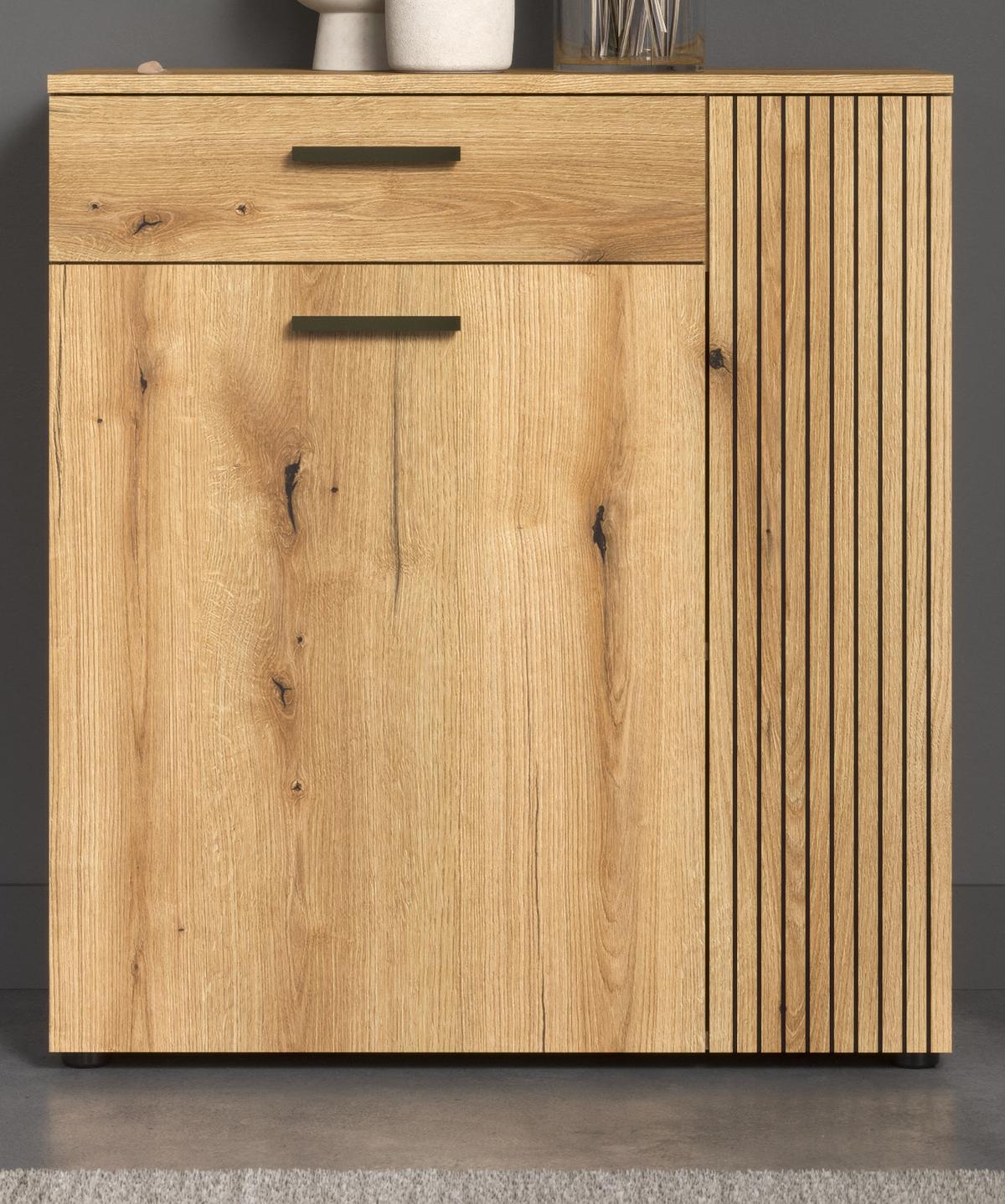 FLURKOMMODE Evoke Eiche 80 x 89 cm, Schuhschrank in modernem Stil - Eichefarben/Schwarz, Holzwerkstoff/Kunststoff (80/89/36cm) - Top.Furn