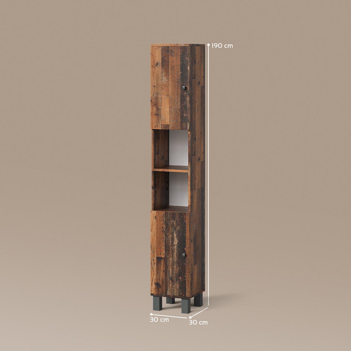 BADSCHRANK Fucino Eiche rustikal 30 x 190 cm - Wildeiche, Holzwerkstoff (30/190/30cm) - Livinity®