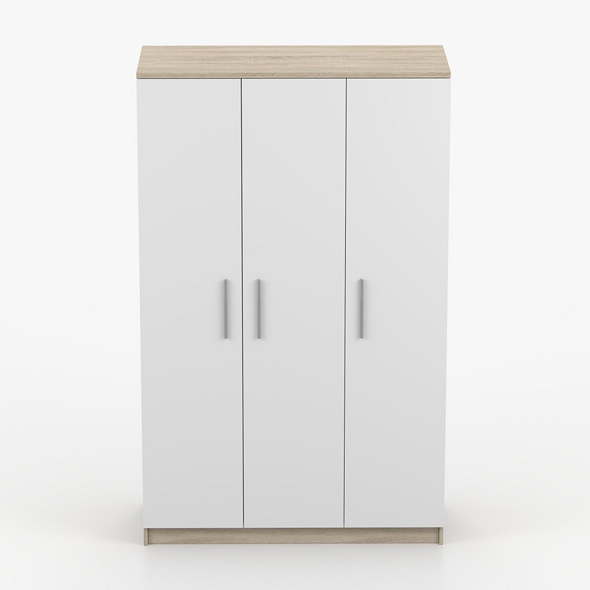 KLEIDERSCHRANK Omega III 19 3D, 120/192/50, 3-türig, Sonoma-Eiche - Weiß, Holzwerkstoff (80/192/50cm) - imoebel24