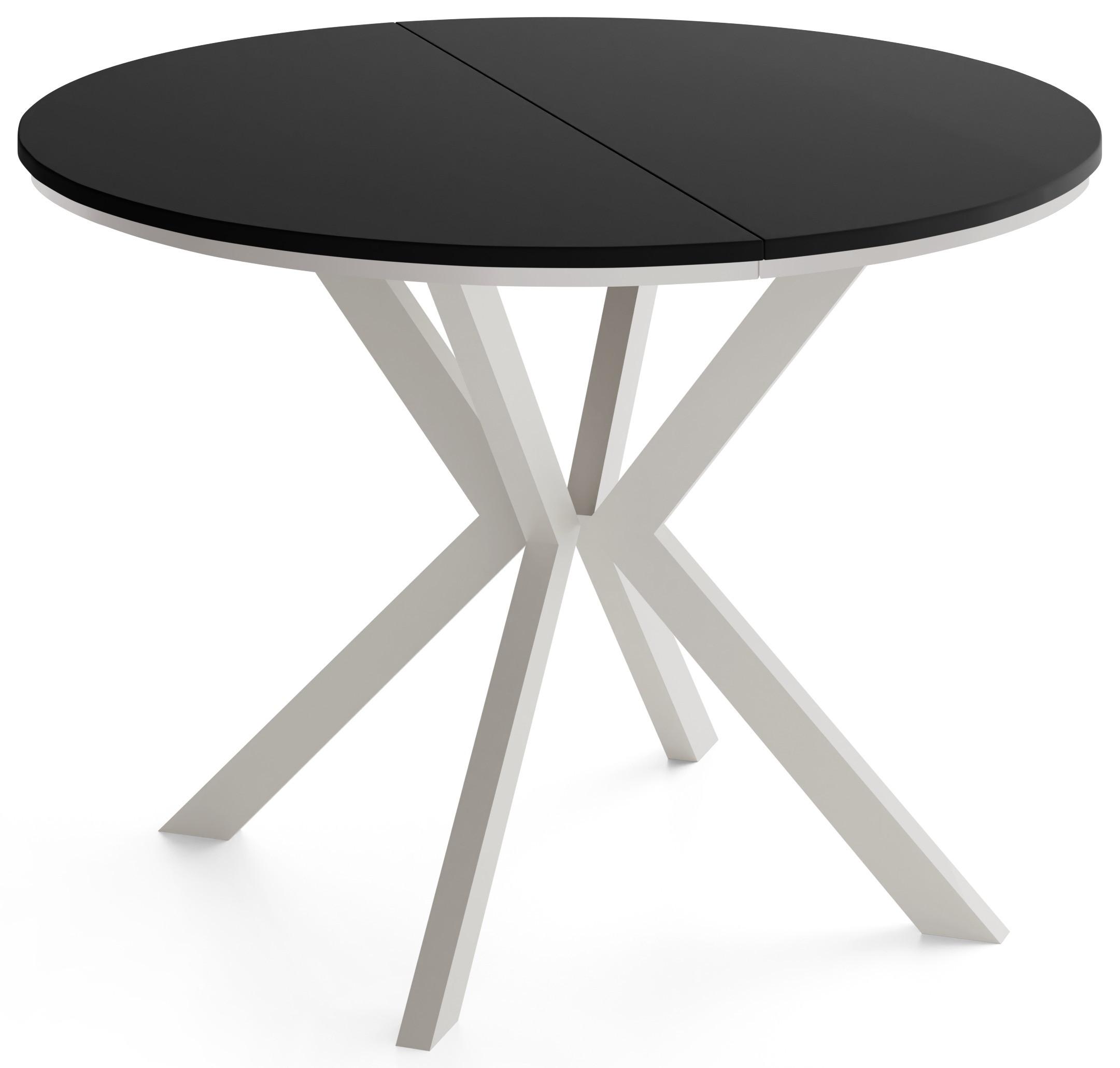 ESSTISCH Valio Neo rund oval ausziehbar verlängerbar mit Metallbeinen in Kaschmir Grau, Schwarz 100-140/100/76 cm - Kaschmir/Beige, Holzwerkstoff/Metall (100/140/76cm) - WFL GROUP