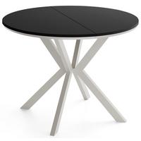 ESSTISCH Valio Neo rund oval ausziehbar verlängerbar mit Metallbeinen in Kaschmir Grau, Schwarz 100-140/100/76 cm - Kaschmir/Beige, Holzwerkstoff/Metall (100/140/76cm) - WFL GROUP