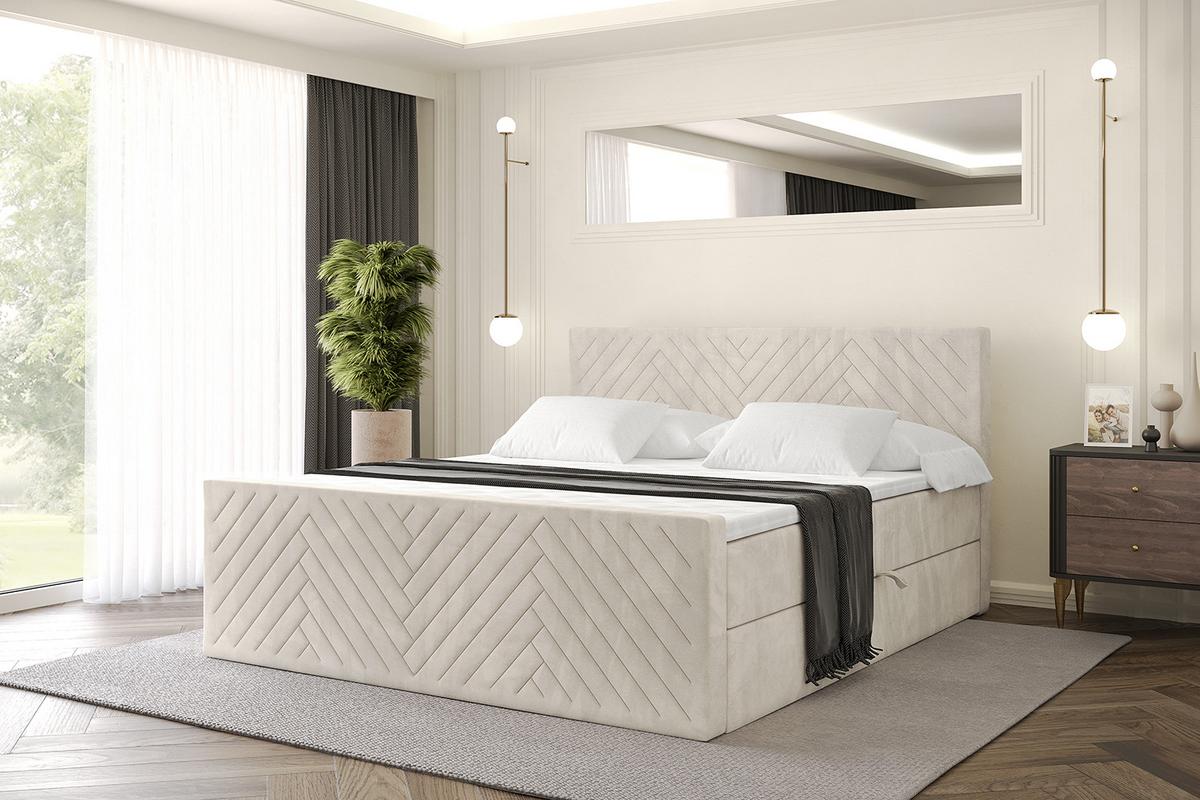 BOXBETT mit Matratze und Lattenrost - VEXA-Z - 200x200 - Beige Casablanca - Beige, Holzwerkstoff (200/200cm) - ALTDECOR