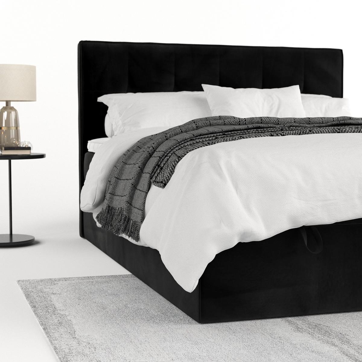 BOXBETT Tivra 140/200 cm Schwarz im Kronos Stoff - Schwarz, Holz/Holzwerkstoff (140/200cm) - AltaBeds