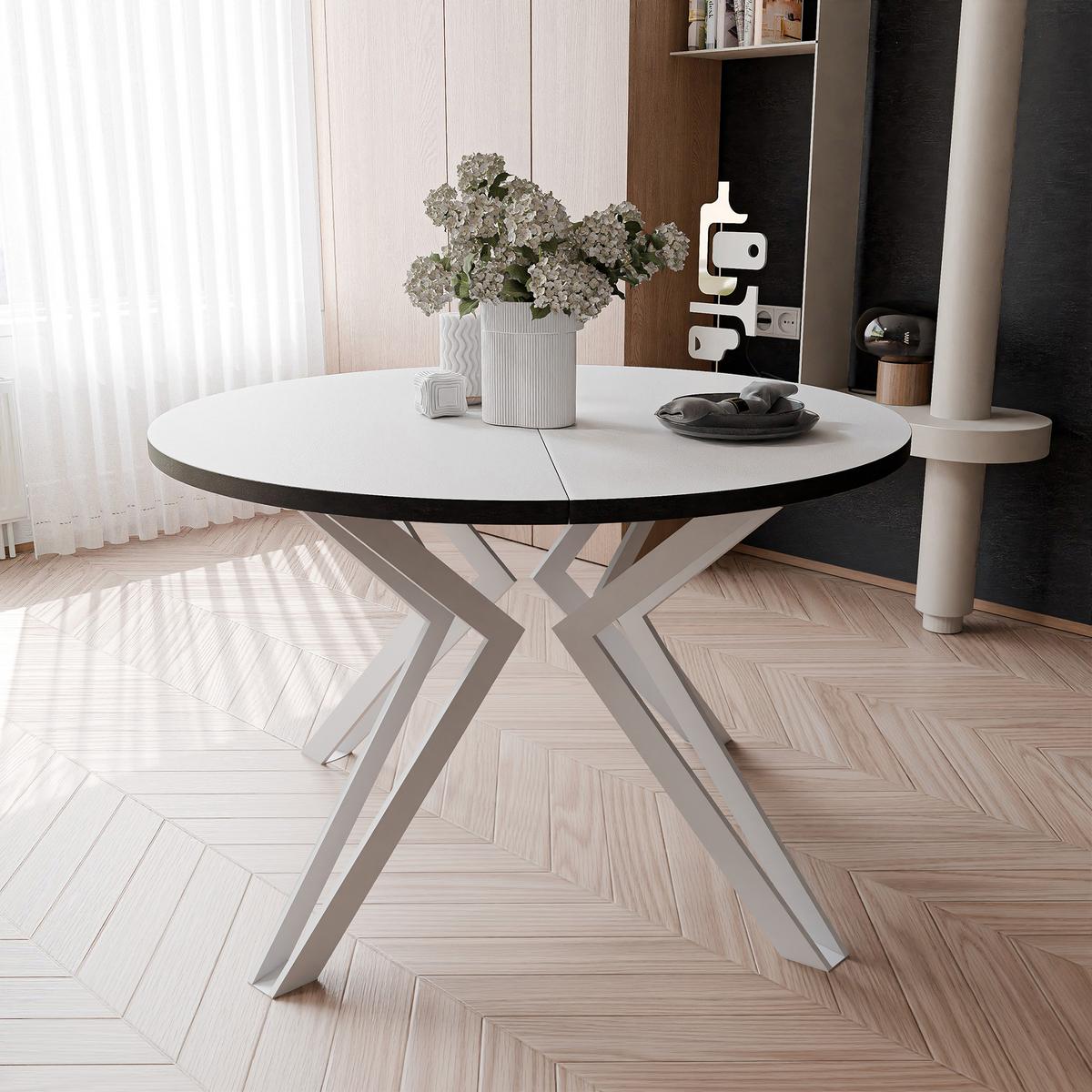 ESSTISCH ausziehbar aus MDF, Weiß - Weiß, Holzwerkstoff (120/120/76cm) - Idohome