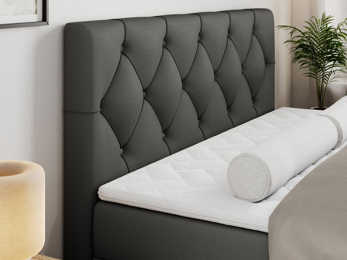 BOXBETT ALDA 120/200 Dunkelgrau Kunstleder - H3 - Dunkelgrau, Holz/Textil (120/200cm) - MKS