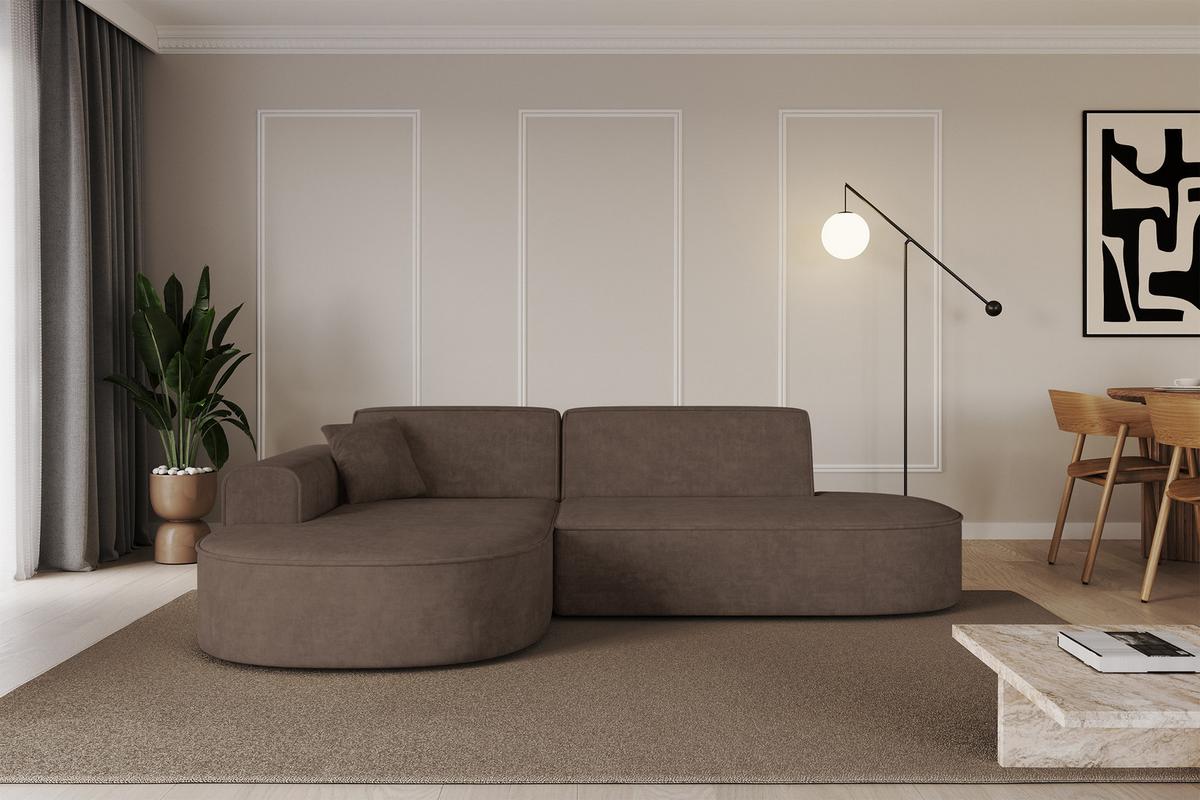 ECKSOFA Ottomane Links MARI-L1 - 243x171x79 cm Braun Velours - Schwarz/Braun, Holzwerkstoff/Kunststoff (243/171cm) - ALTDECOR