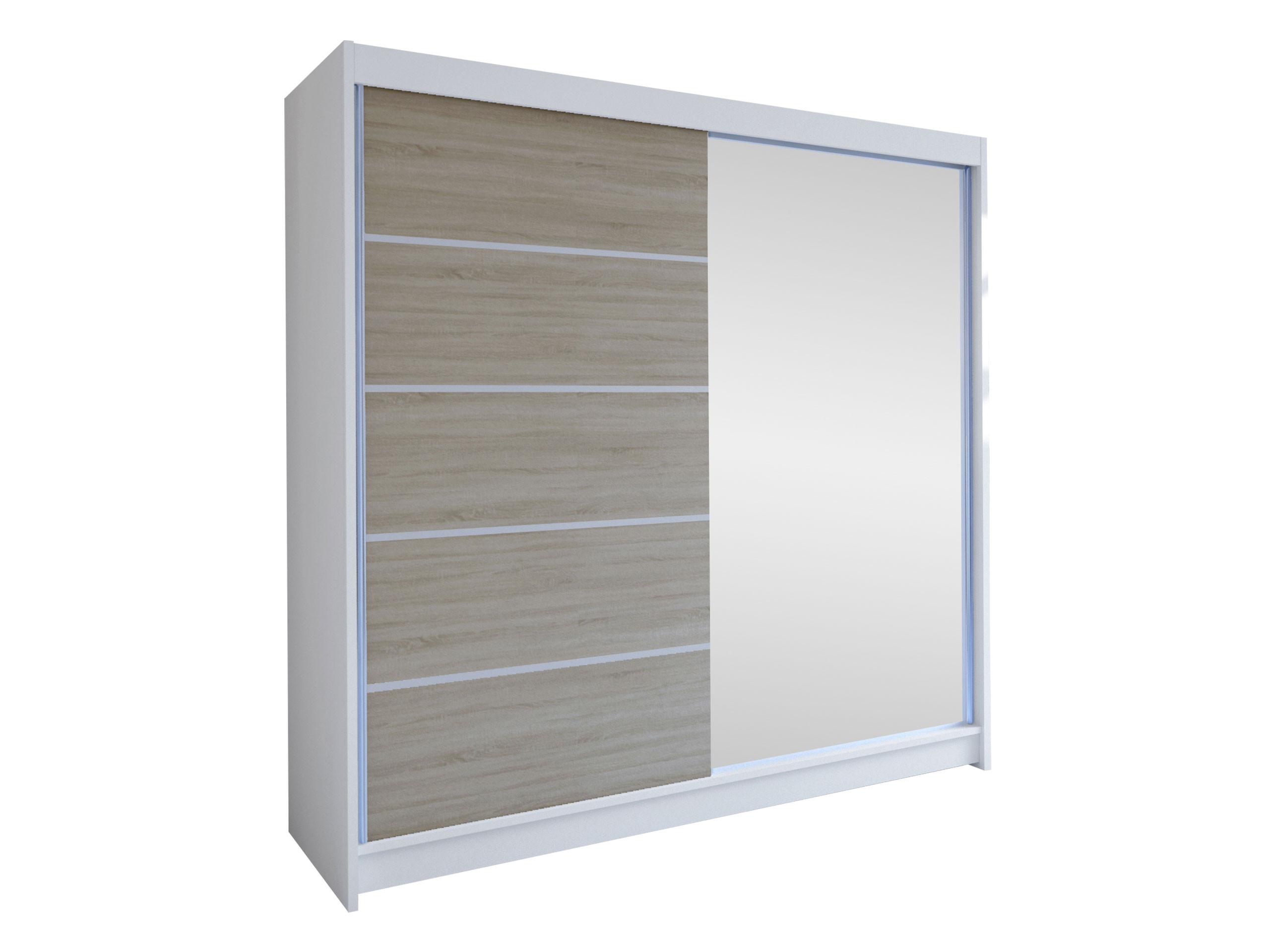 SCHWEBETÜRENSCHRANK Talin III - Beige/Silberfarben, Holzwerkstoff/Metall (180/215/58cm) - MIRJAN24