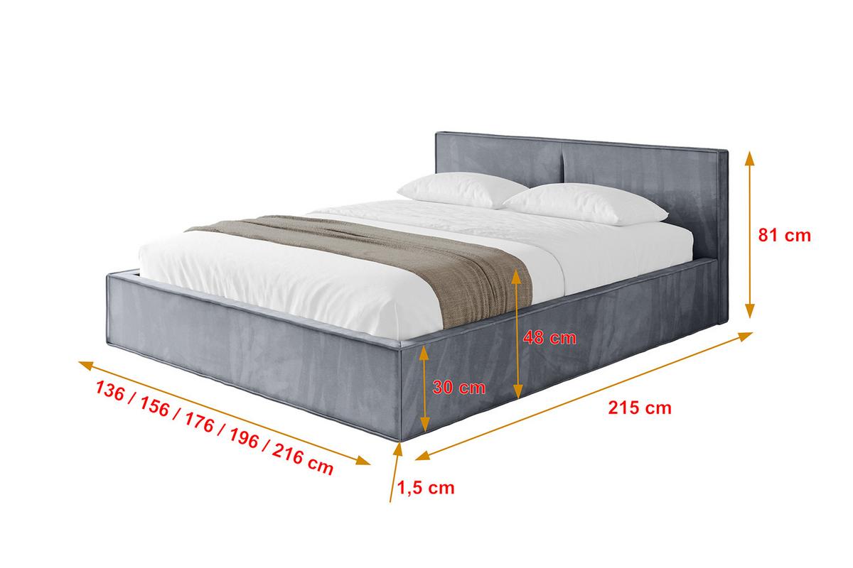 POLSTERBETT mit Bettkasten und Lattenrost, Bett mit Matratze H3/H4 - EMMI-V1 180x200 Grau - Grau, Holzwerkstoff/Textil (180/200cm) - ALTDECOR