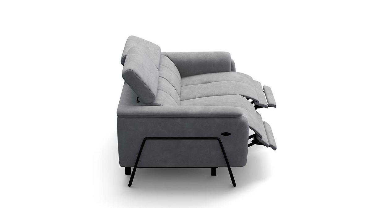 RELAXSOFA RODEN 2-Sitzer mit 2 Relax, hellgrau, Veloursstoff - Hellgrau, Holz/Textil (148/82/103cm) - Wozimo