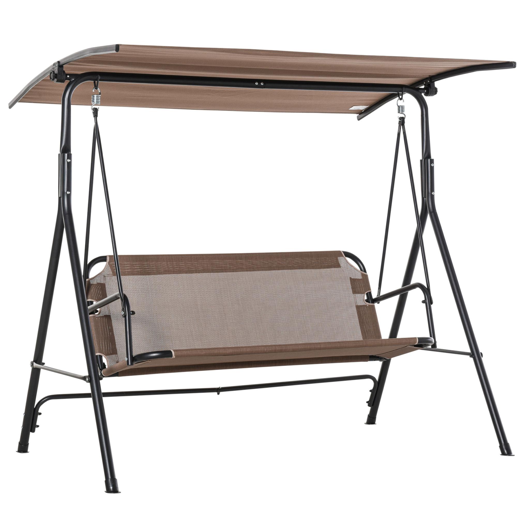 HOLLYWOODSCHAUKEL, Metall, Texteline, Braun - Braun, Metall (110/155/172cm) - Outsunny