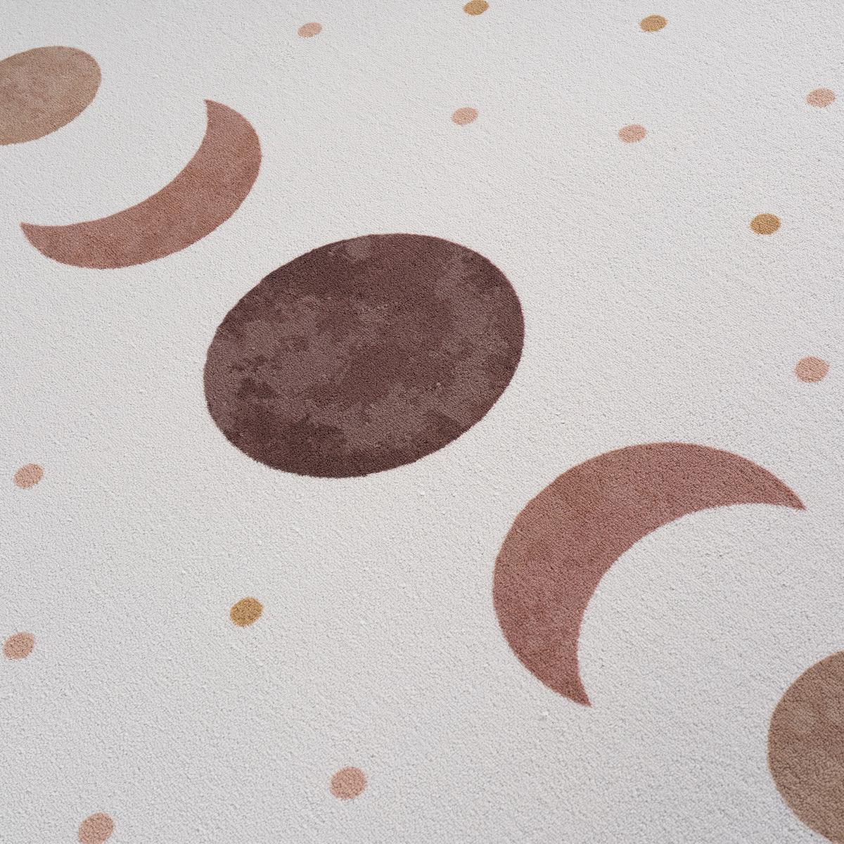 TEPPICH Kurzflor Waschbar TINO in Creme, mit Mondphasen-Motiv, 140 x 200 cm - Beige, Textil (200/140cm) - KADIMA DESIGN