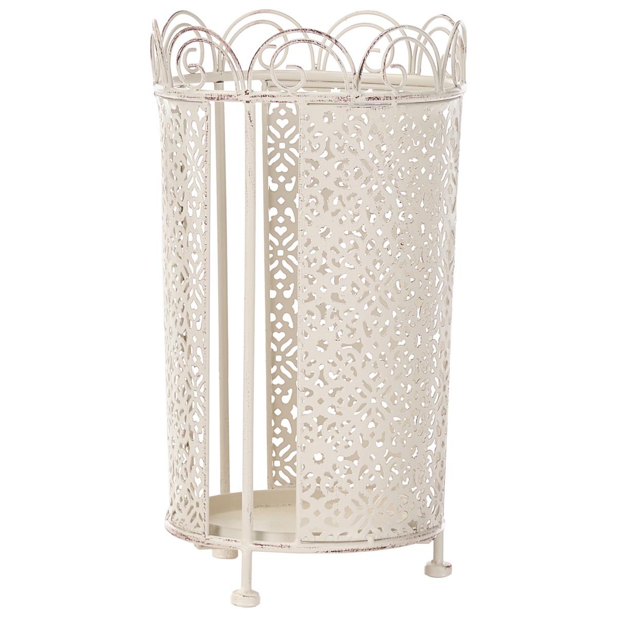 SCHIRMSTÄNDER Metall Cremeweiß Orliac - Creme/Weiß, Metall (24/43/24cm) - Beliani