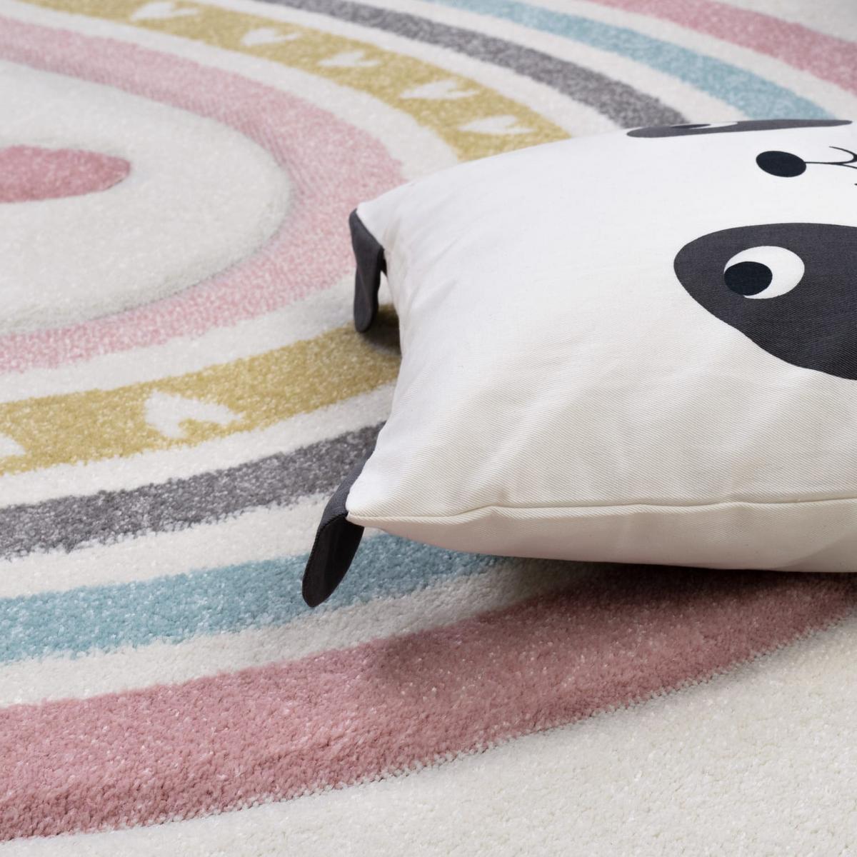 KINDERTEPPICH, mit Regenbogen- und Herz-Motiv, Rosa, Ø 200 cm - Rosa, Textil (200/200cm) - KADIMA DESIGN