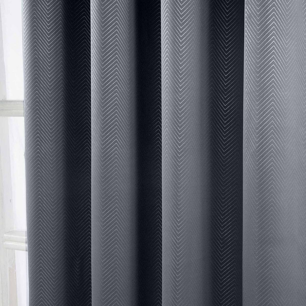 VERDUNKELUNGSVORHÄNGE Fischgrät mit Thermo-Funktion, Ösen 228/228 cm - Dunkelgrau, Textil (228/228cm) - Homescapes