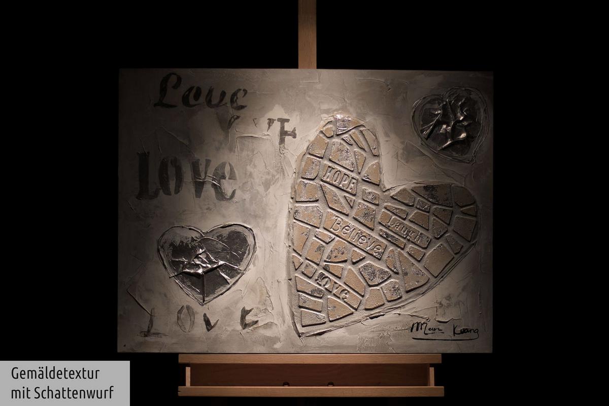 ACRYLBILD HANDGEMALT 80/60 cm - Beige/Grau, Holz/Textil (80/60cm) - KUNSTLOFT