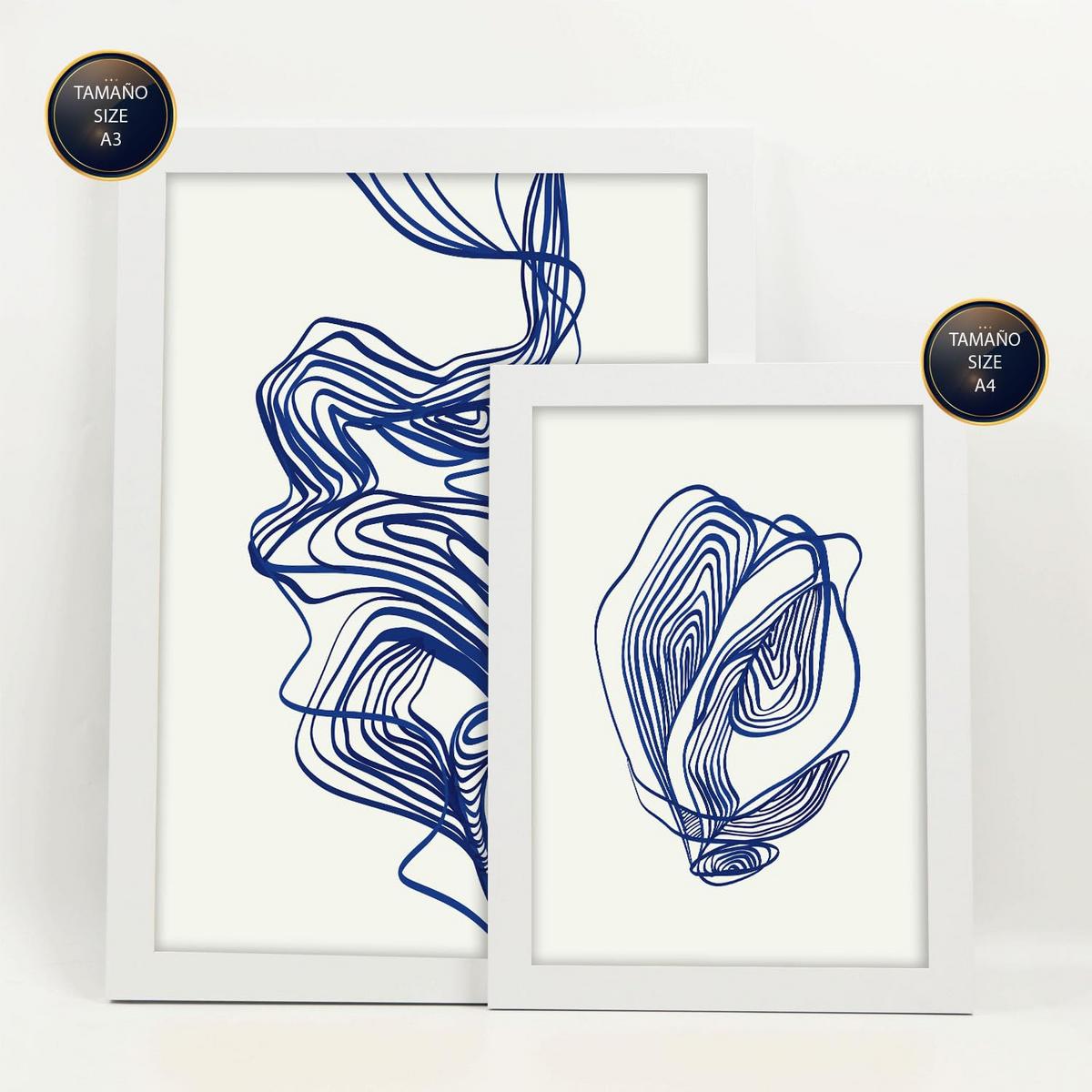 POSTER Set Mit 6 Verlockend Schrägen In Form Abstracts Ästhetische Dekorative Gemälde Für Ihr Wohnzimmer, Schlafzimmer, Zuhause A3 & A4 Weißer Rahmen - Weiß, Papier (29/3cm) - Nacnic