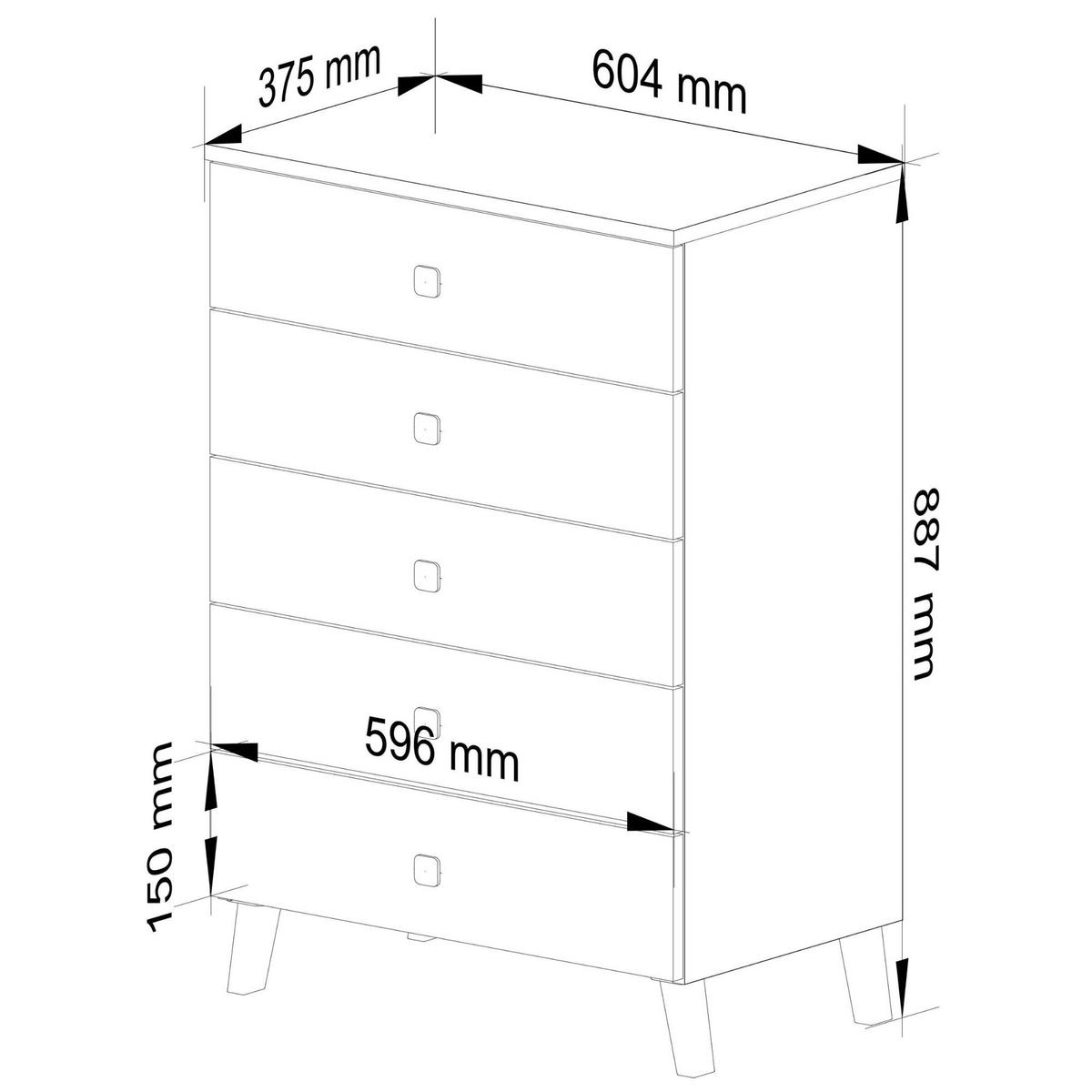 KOMMODE Weiß, Schwarz 89/60/37 - Schwarz/Weiß, Holzwerkstoff (60/89/37cm) - RAUMHIRSCH FURNITURE